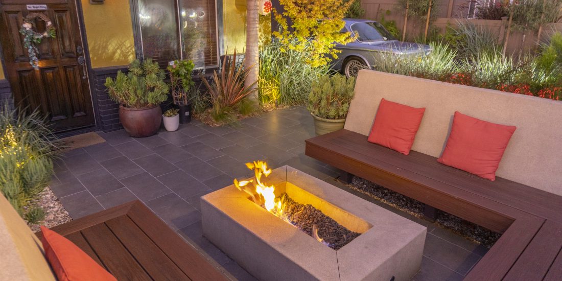 backyard remodeling project in Huntington Beach CA with custom patio